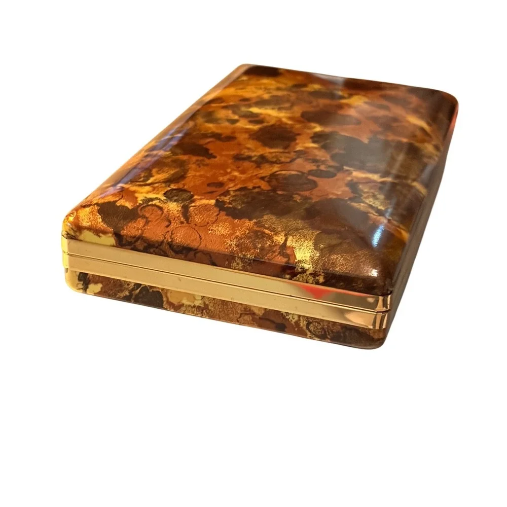 Vintage Mele Jewelry Box Faux Tortoiseshell Finish Velvet Interior MCM Regency